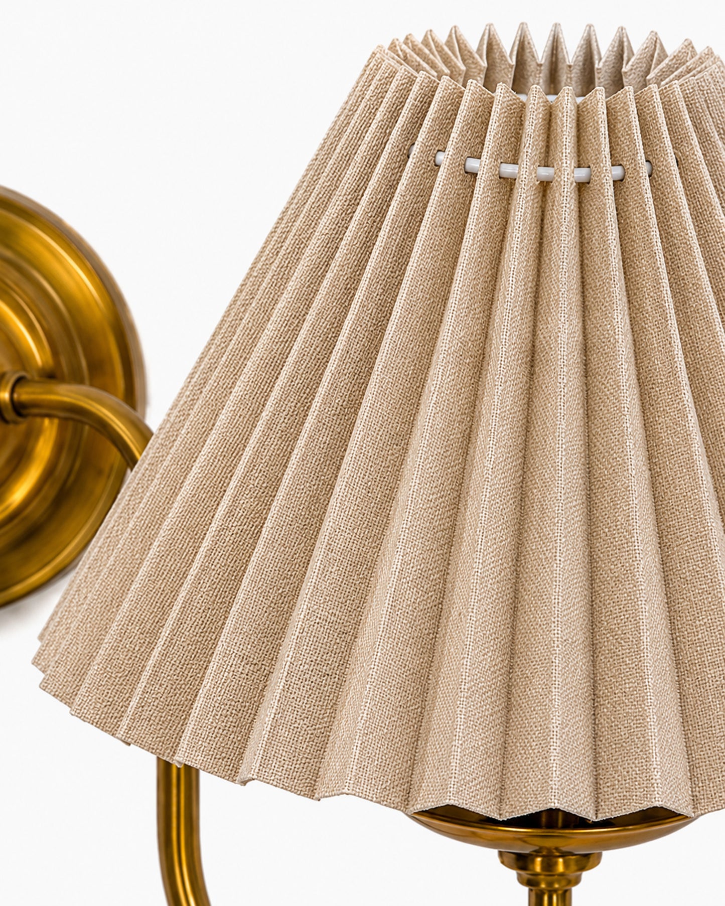 Homesake® Brass Gold Double Wall Light with Pleated Fabric Shades, Modern Luxury Metal Wall Sconce for Bedroom, Living Room, Hallway, Hotel, E27 Wall Lamp, Decorative Indoor Wall Lighting