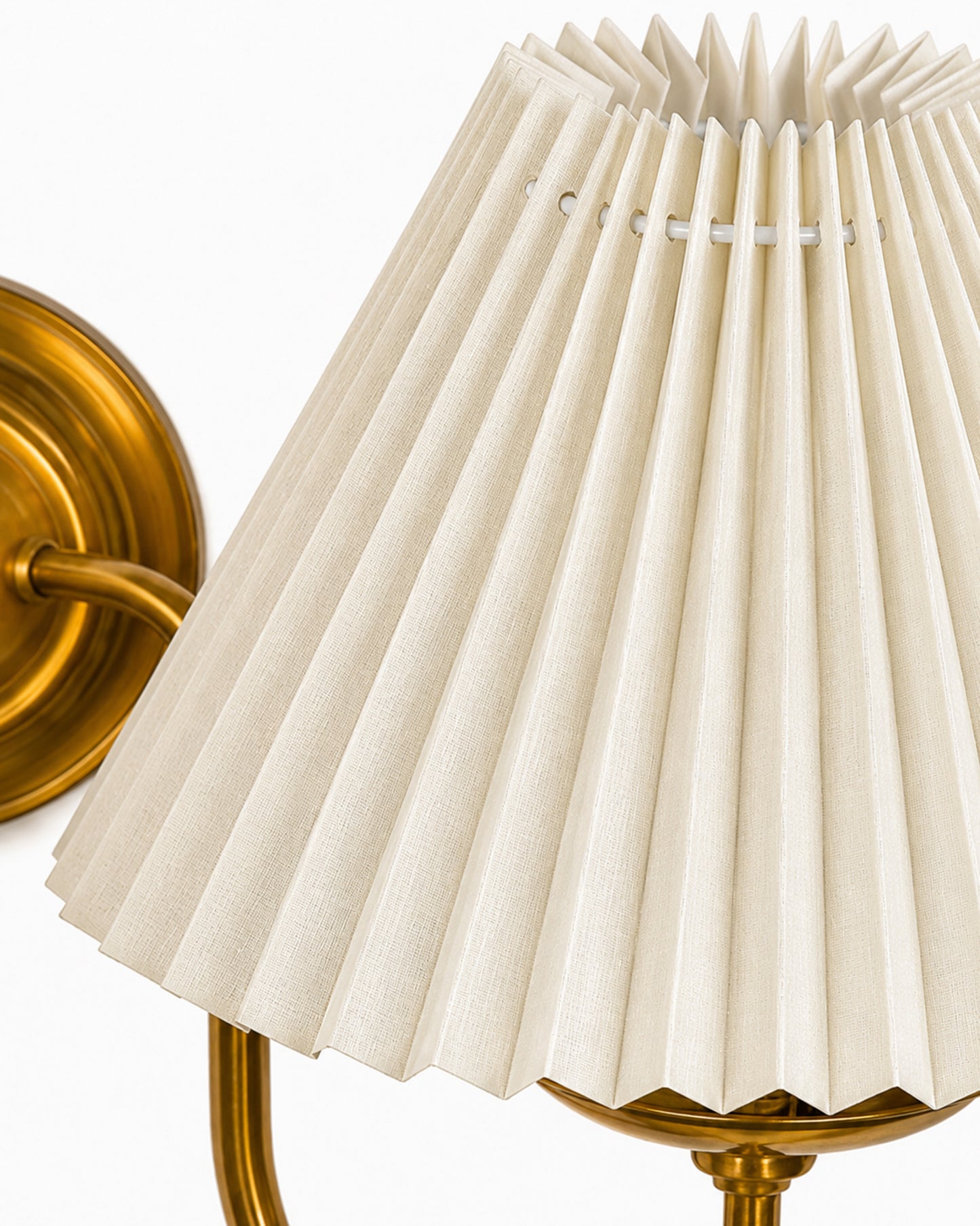 Homesake® Brass Gold Double Wall Light with Pleated Fabric Shades, Modern Luxury Metal Wall Sconce for Bedroom, Living Room, Hallway, Hotel, E27 Wall Lamp, Decorative Indoor Wall Lighting