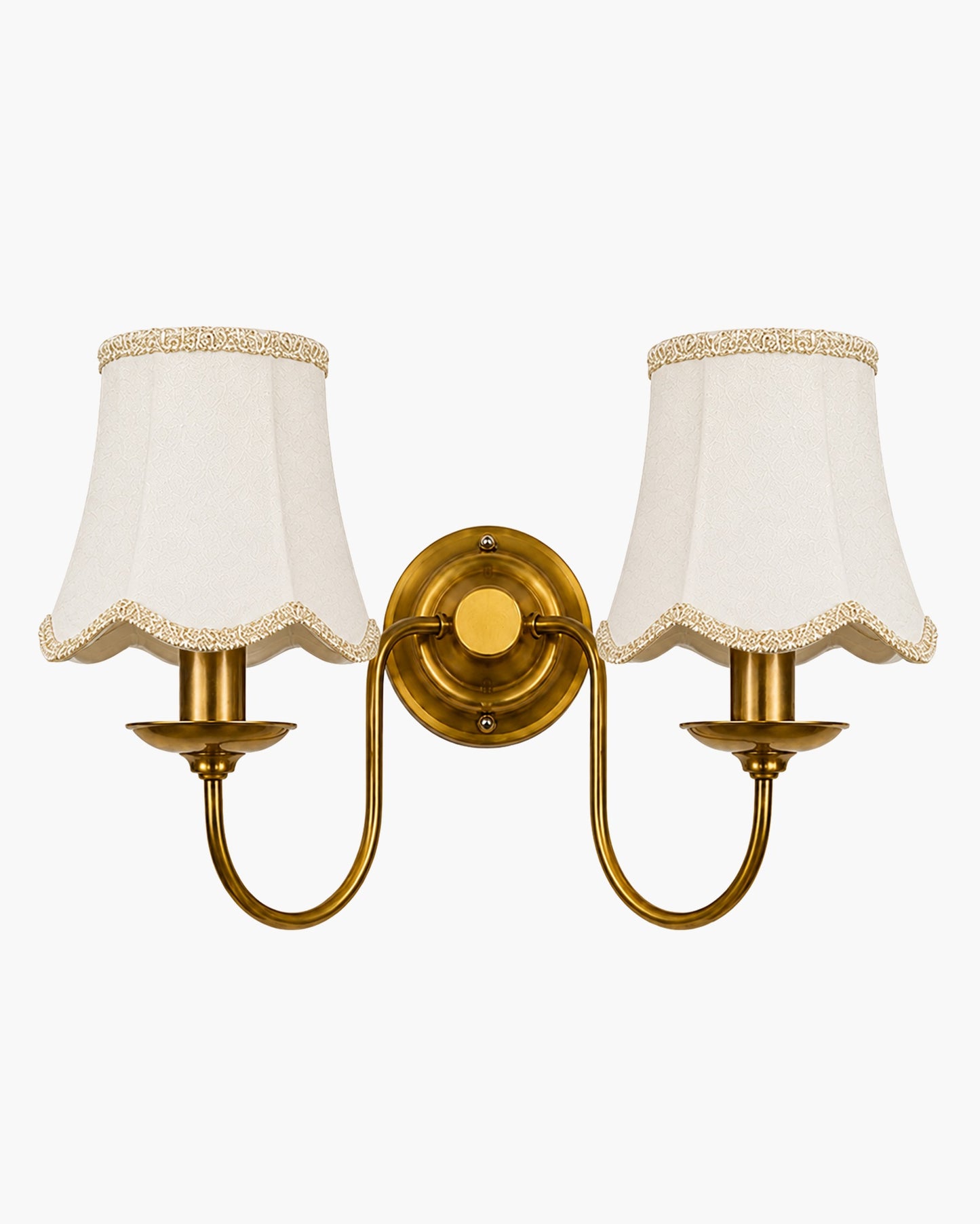 Homesake® Brass Gold Double Wall Light with Pleated Fabric Shades, Modern Luxury Metal Wall Sconce for Bedroom, Living Room, Hallway, Hotel, E27 Wall Lamp, Decorative Indoor Wall Lighting