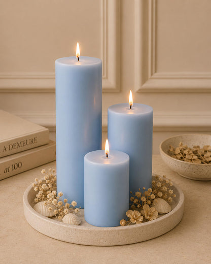 Pillar Candles Set of 3, Width 2" High 2" 4" 6" Large Paraffin Soy Wax Pillar Candles Aesthetic Modern Home Decor for Bathroom Living Room Diwali Gifts (Pink)
