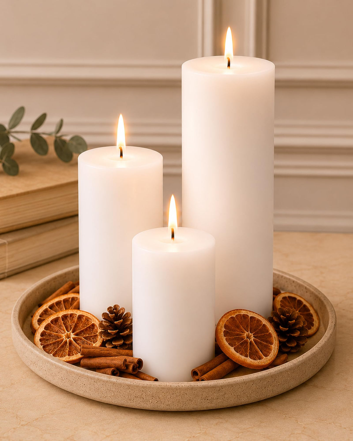 Pillar Candles Set of 3, Width 2" High 2" 4" 6" Large Paraffin Soy Wax Pillar Candles Aesthetic Modern Home Decor for Bathroom Living Room Diwali Gifts (Pink)