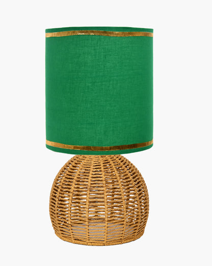 Homesake® Shade Rattan Table Lamp for Bedroom & Living Room, Natural Wicker Bedside Lamp for Bedroom, Living Room & Home Décor, E27 Holder, Livra, Scandinavian, Minimal Style Lighting (Round, Jute)