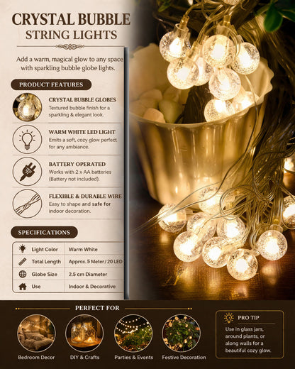 5M Snowflake Shaped LED String Lights for Christmas Indoor Outdoor, Party,Festival Garden Decor