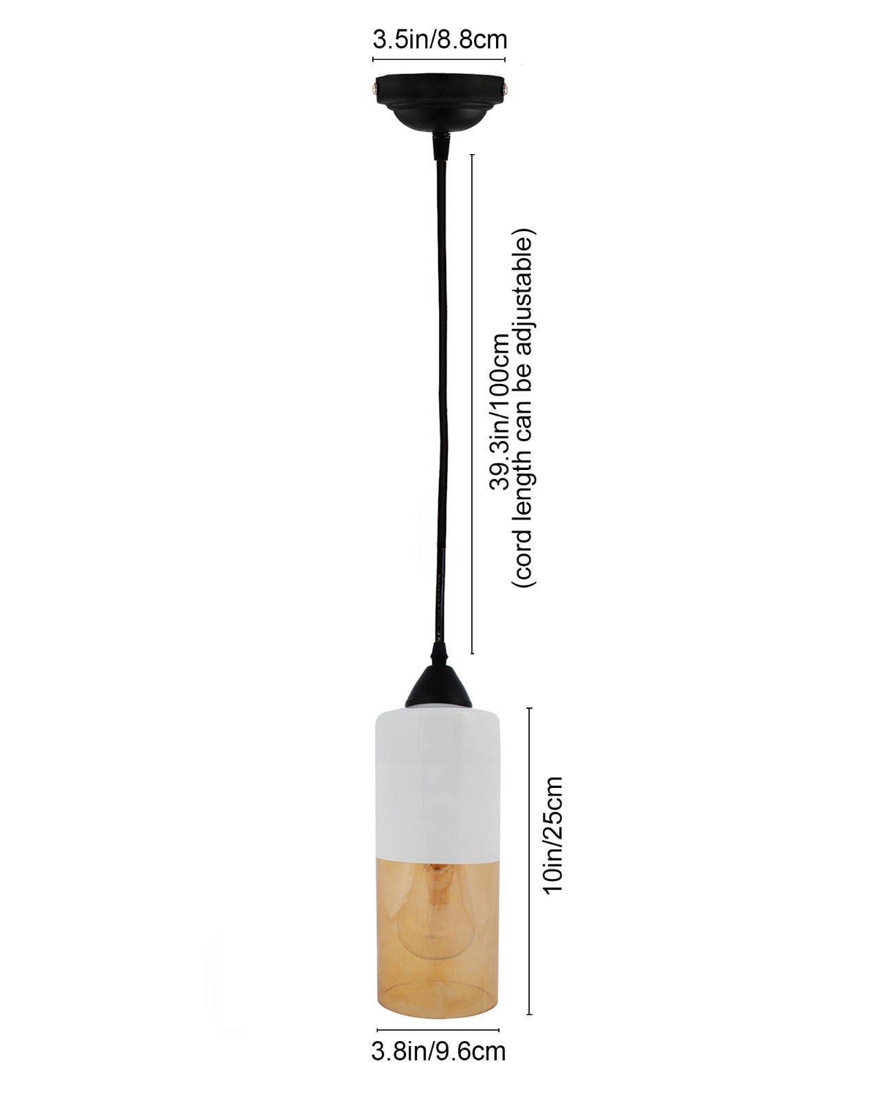 Glass Tube Pendant Light Loft Bar Counter Dining Room Ceiling Hanging Lamp, E27