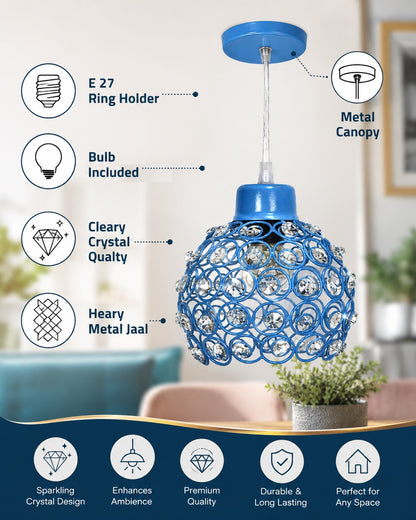 Homesake® Crystal Dual Half Globe Pendant Light, Black Metal Chandelier with Crystal Accents, Modern Hanging Ceiling Light Fixture for Living Room, Dining Room, Bedroom, Foyer & Hallway