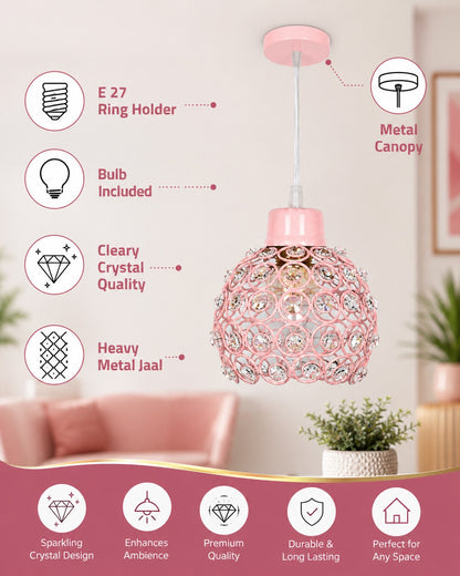 Homesake® Crystal Dual Half Globe Pendant Light, Black Metal Chandelier with Crystal Accents, Modern Hanging Ceiling Light Fixture for Living Room, Dining Room, Bedroom, Foyer & Hallway
