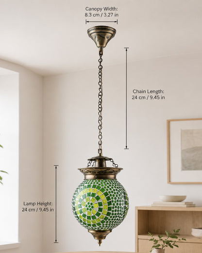 Antique Turkish Moroccan Mosaic Pendant with Metal Ceiling Hanging Light