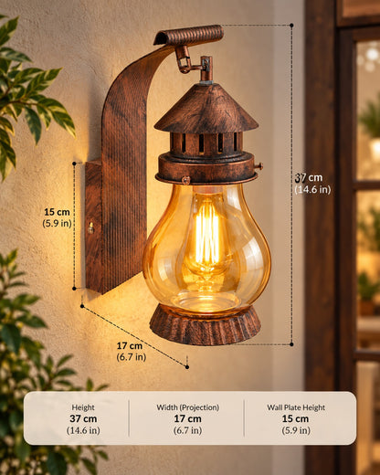 Rustic Wall Light Fixtures, Oil Rubbed Rust Finish Indoor Vintage Wall Sconce Industrial Lamp Fixture Glass Shade Farmhouse Metal Sconces for Bedroom Living Room Cafe