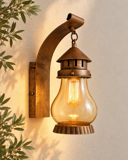 Rustic Wall Light Fixtures, Oil Rubbed Rust Finish Indoor Vintage Wall Sconce Industrial Lamp Fixture Glass Shade Farmhouse Metal Sconces for Bedroom Living Room Cafe