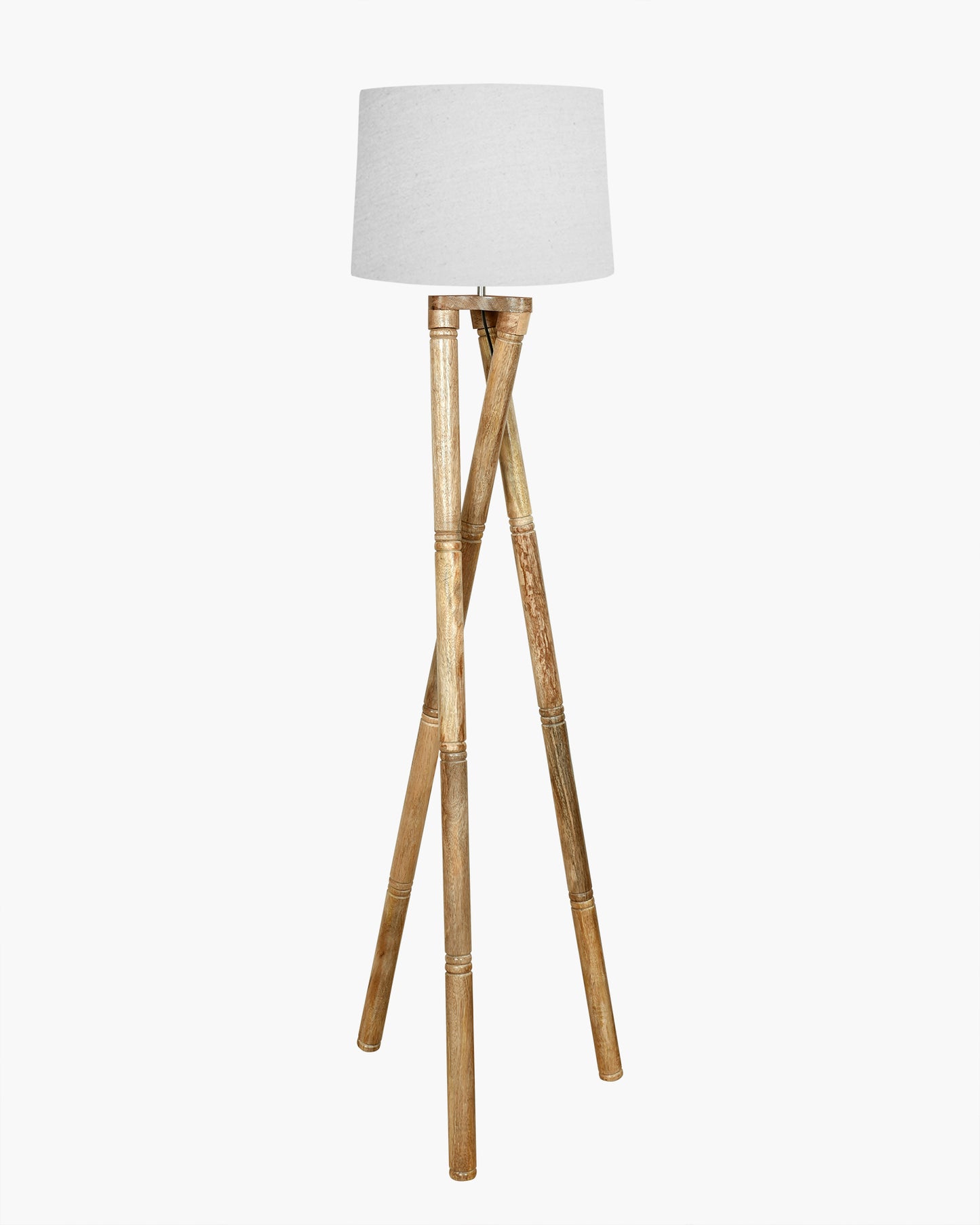 Cross-leg Wood Tripod Floor Lamp, Mid Century Standing Lamp, E27 Lamp Base, With Shade Modern Design Floor Reading Lamp for Living Room Bedroom, Study Room and Office