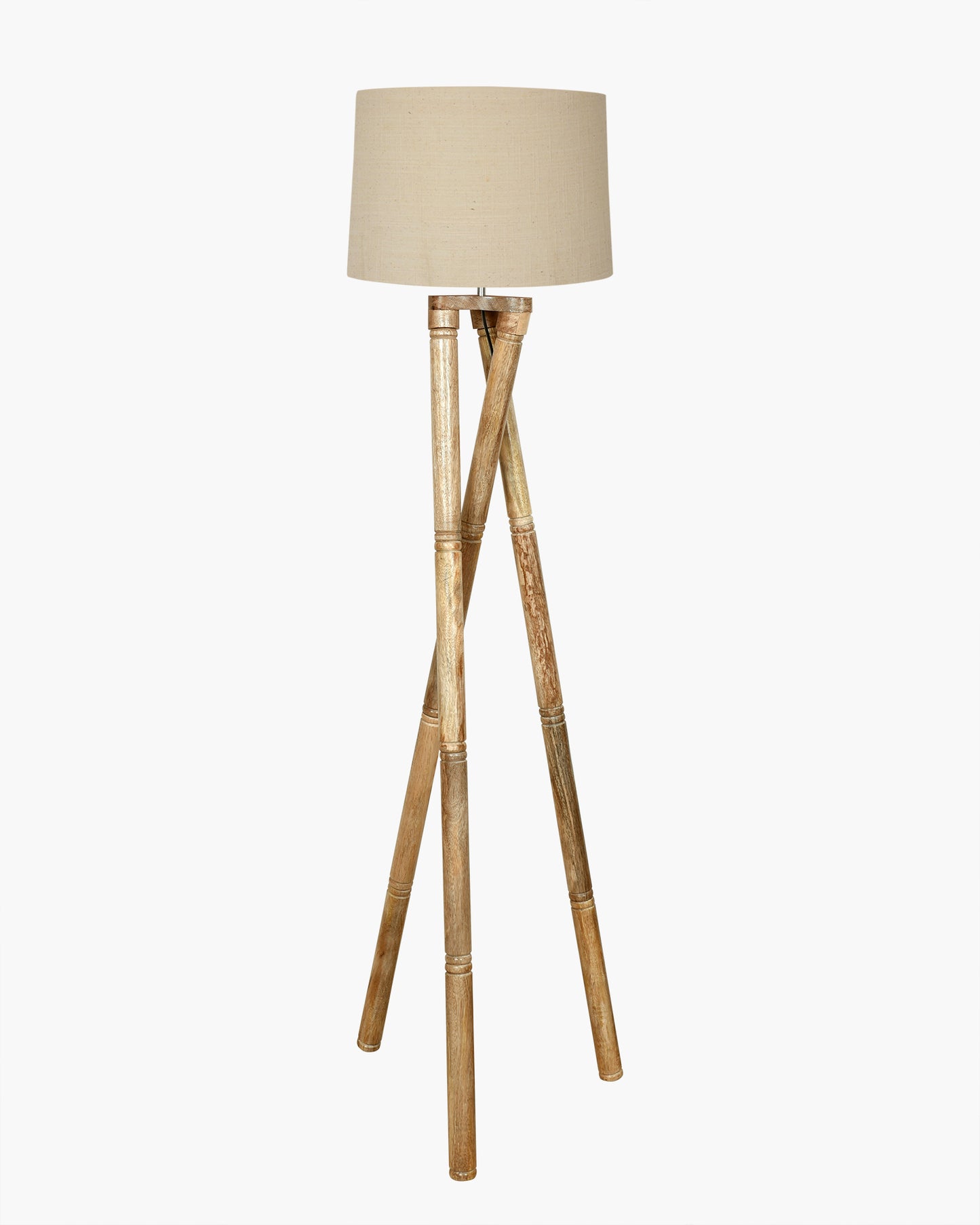 Cross-leg Wood Tripod Floor Lamp, Mid Century Standing Lamp, E27 Lamp Base, With Shade Modern Design Floor Reading Lamp for Living Room Bedroom, Study Room and Office