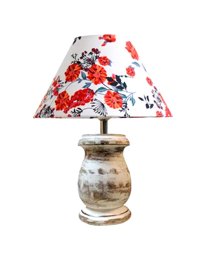 Rustic Wooden Coolie Pot Table Lamp Dome Vintage Small Lamps Whitewash Decorative for Small Spaces Bedside Lamps Suitable for Nightstand Children's Room or University Dormitory, Jute Shade
