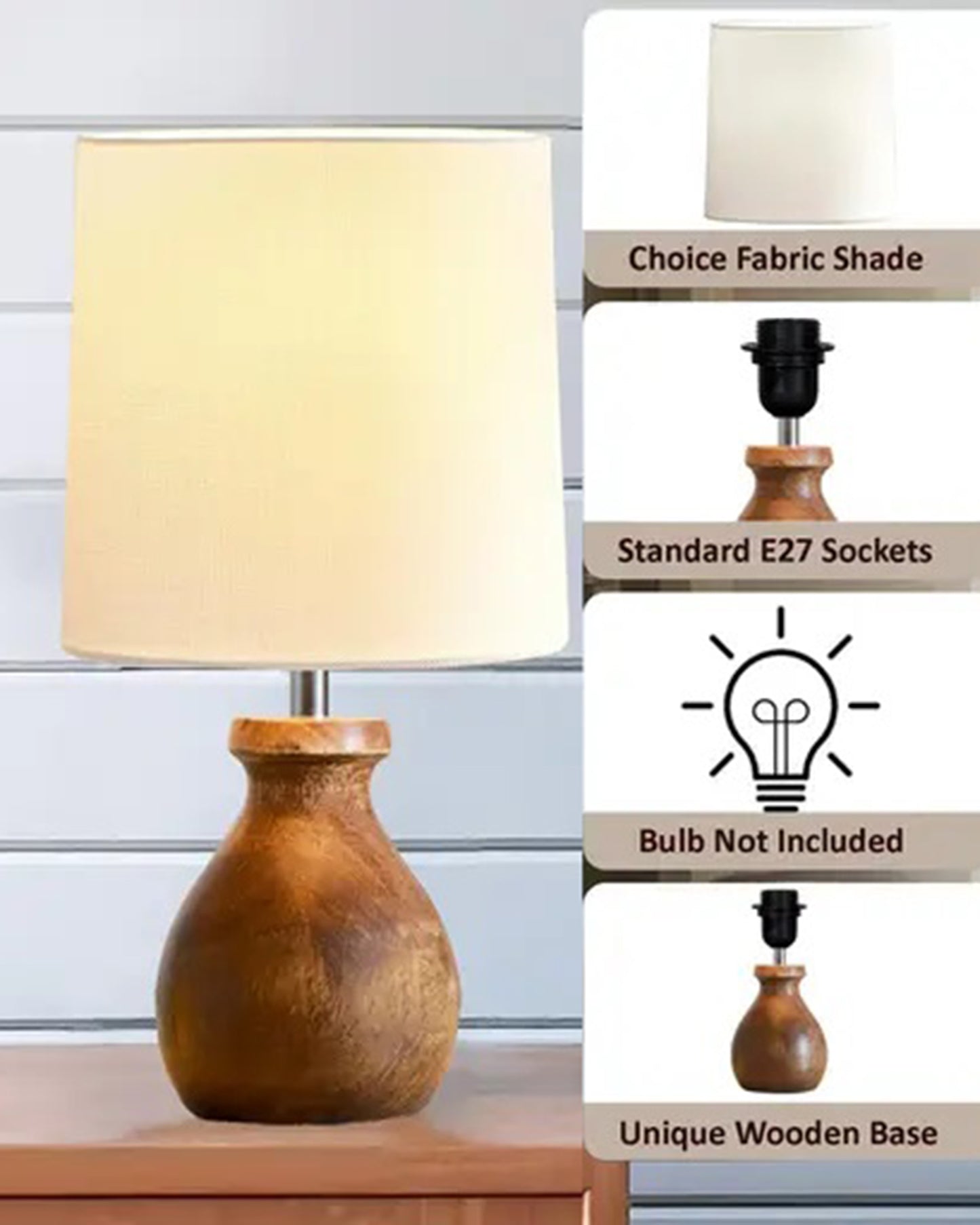 Mini Farmhouse Wooden Dowel Pot Table Lamp Dome Vintage Small Lamps Decorative for Small Spaces Bedside Lamps Suitable for Nightstand Children's Room or University Dormitory, Green