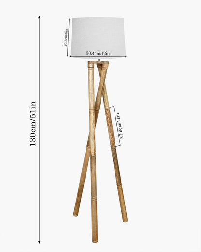 Cross-leg Wood Tripod Floor Lamp, Mid Century Standing Lamp, E27 Lamp Base, With Shade Modern Design Floor Reading Lamp for Living Room Bedroom, Study Room and Office