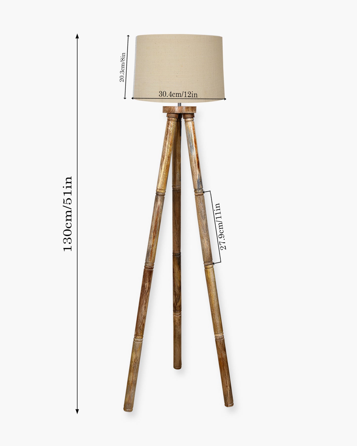 Wood Tripod Floor Lamp, Mid Century Standing Lamp, E27 Lamp Base, With shade Modern Design Floor Reading Lamp for Living Room Bedroom, Study Room and Office