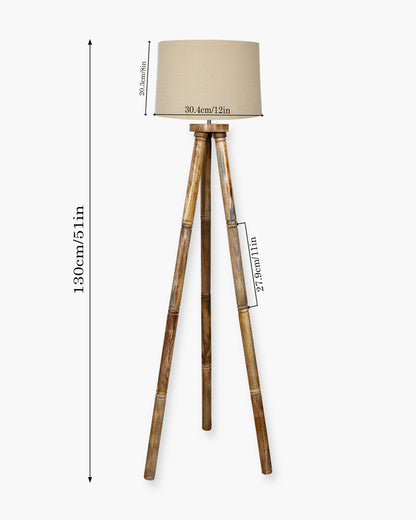 Wood Tripod Floor Lamp, Mid Century Standing Lamp, E27 Lamp Base, With shade Modern Design Floor Reading Lamp for Living Room Bedroom, Study Room and Office