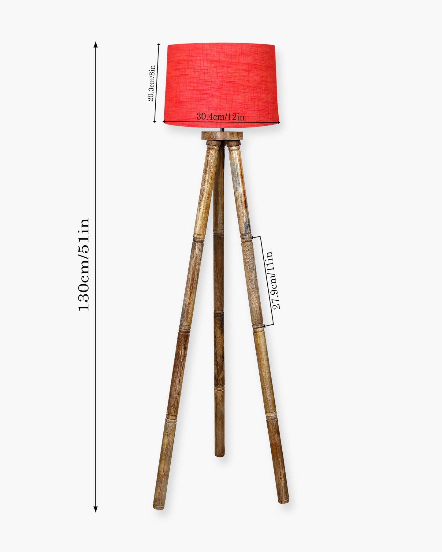Wood Tripod Floor Lamp, Mid Century Standing Lamp, E27 Lamp Base, With shade Modern Design Floor Reading Lamp for Living Room Bedroom, Study Room and Office