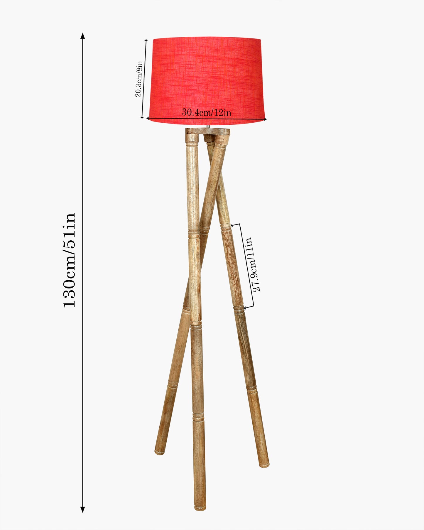 Cross-leg Wood Tripod Floor Lamp, Mid Century Standing Lamp, E27 Lamp Base, With Shade Modern Design Floor Reading Lamp for Living Room Bedroom, Study Room and Office