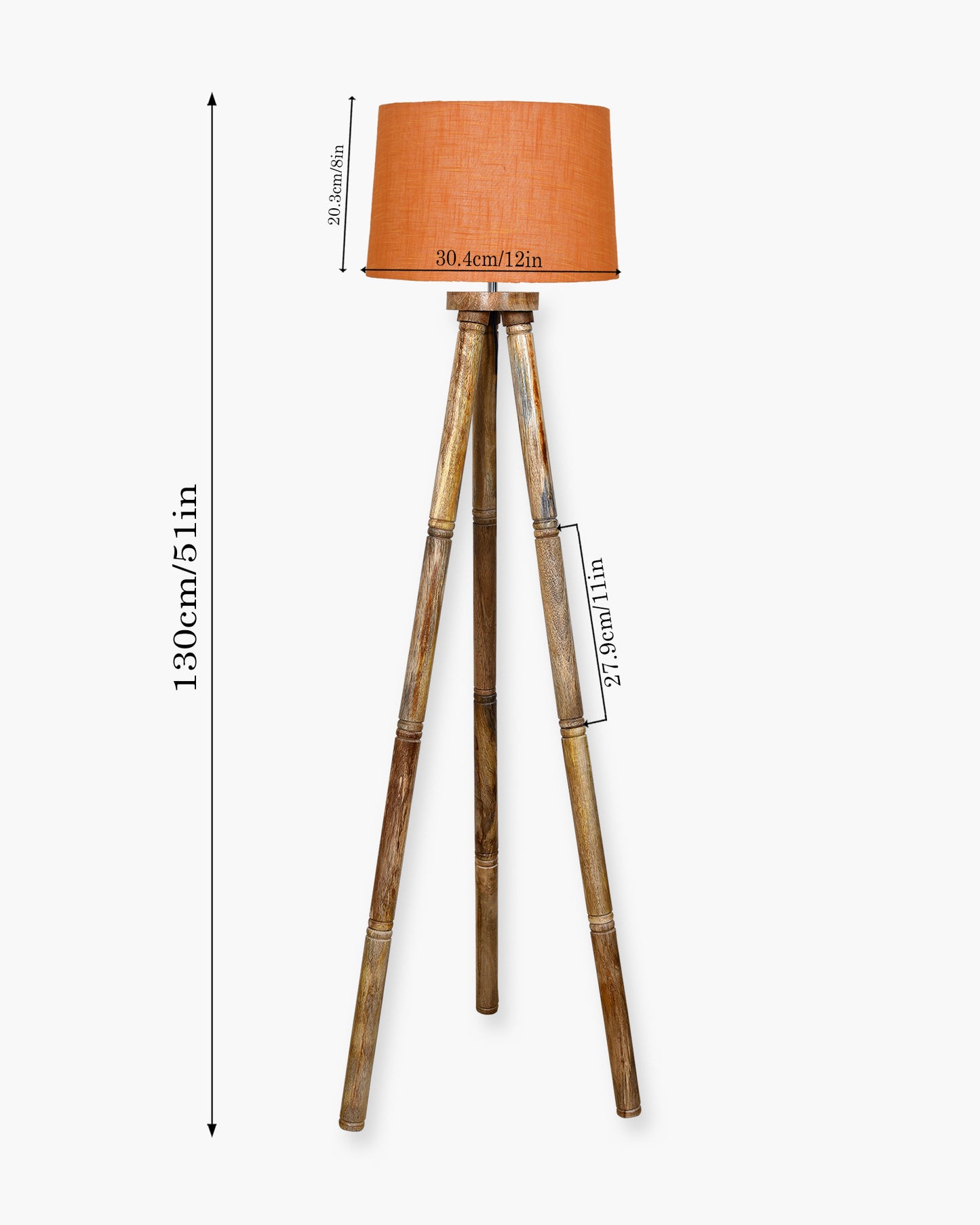 Wood Tripod Floor Lamp, Mid Century Standing Lamp, E27 Lamp Base, With shade Modern Design Floor Reading Lamp for Living Room Bedroom, Study Room and Office
