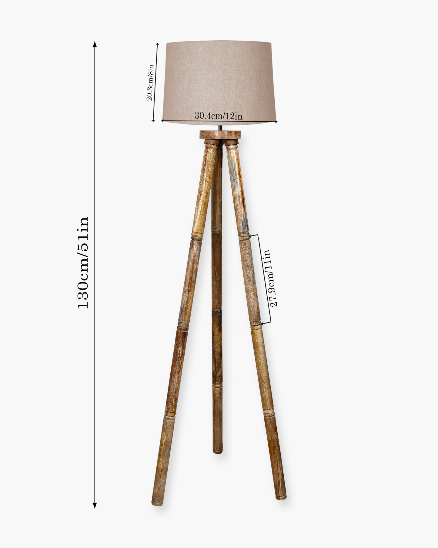Wood Tripod Floor Lamp, Mid Century Standing Lamp, E27 Lamp Base, With shade Modern Design Floor Reading Lamp for Living Room Bedroom, Study Room and Office