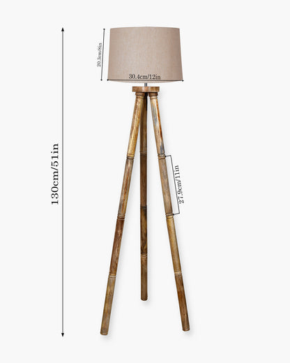 Wood Tripod Floor Lamp, Mid Century Standing Lamp, E27 Lamp Base, With shade Modern Design Floor Reading Lamp for Living Room Bedroom, Study Room and Office
