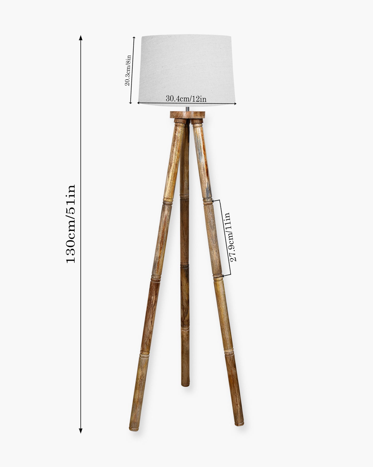 Wood Tripod Floor Lamp, Mid Century Standing Lamp, E27 Lamp Base, With shade Modern Design Floor Reading Lamp for Living Room Bedroom, Study Room and Office