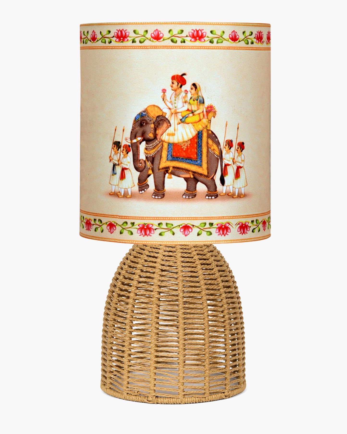 Homesake® Raffia Rattan Table Lamp with Fabric Shade, Small Nightstand Lamp, Natural Wicker Bedside Lamp for Bedroom, Living Room, Study & Home Décor, Livra Collection | E27 Holder