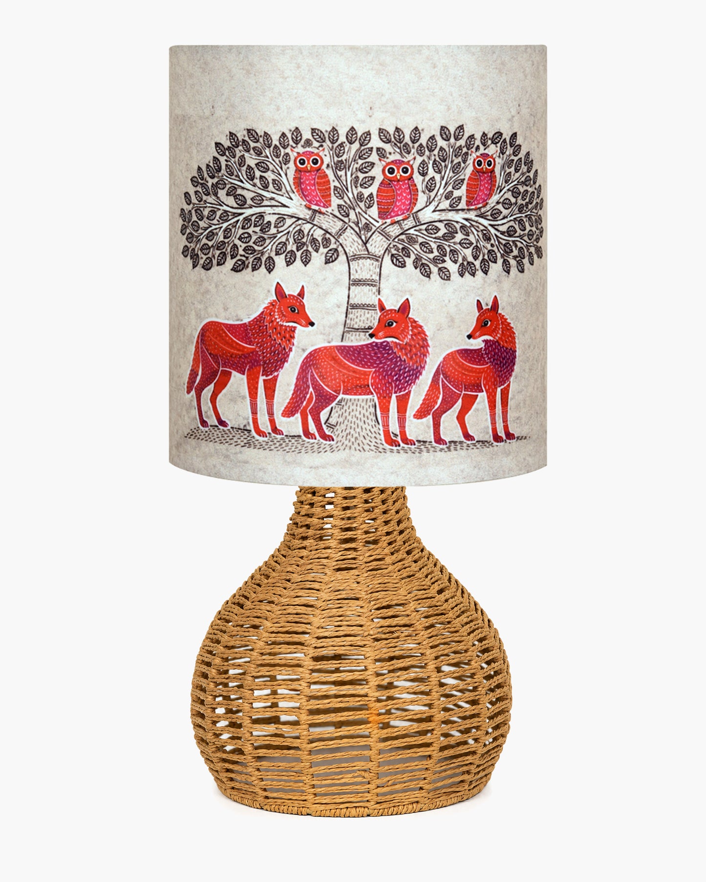 Homesake® Raffia Rattan Table Lamp, Small Nightstand Lamp with Linen Fabric Lampshade, Bedside Lamp for Bedroom, Living Room, Study & Livra Home Décor | Warm Ambient Lighting (Spinning, Jute)