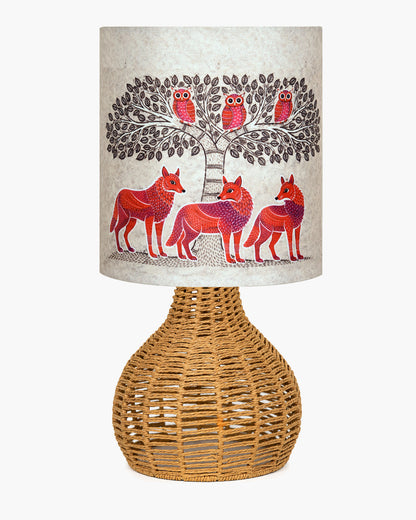 Homesake® Raffia Rattan Table Lamp, Small Nightstand Lamp with Linen Fabric Lampshade, Bedside Lamp for Bedroom, Living Room, Study & Livra Home Décor | Warm Ambient Lighting (Spinning, Jute)