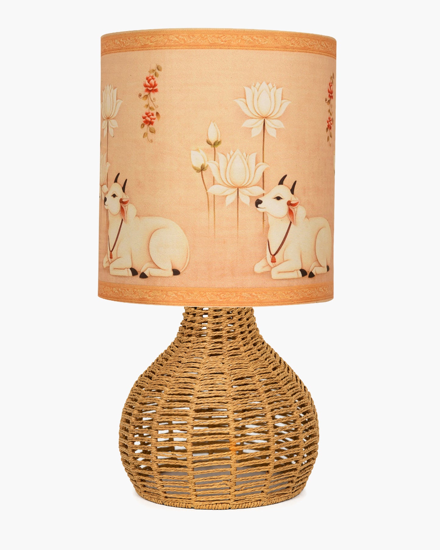 Homesake® Raffia Rattan Table Lamp, Small Nightstand Lamp with Linen Fabric Lampshade, Bedside Lamp for Bedroom, Living Room, Study & Livra Home Décor | Warm Ambient Lighting (Spinning, Jute)