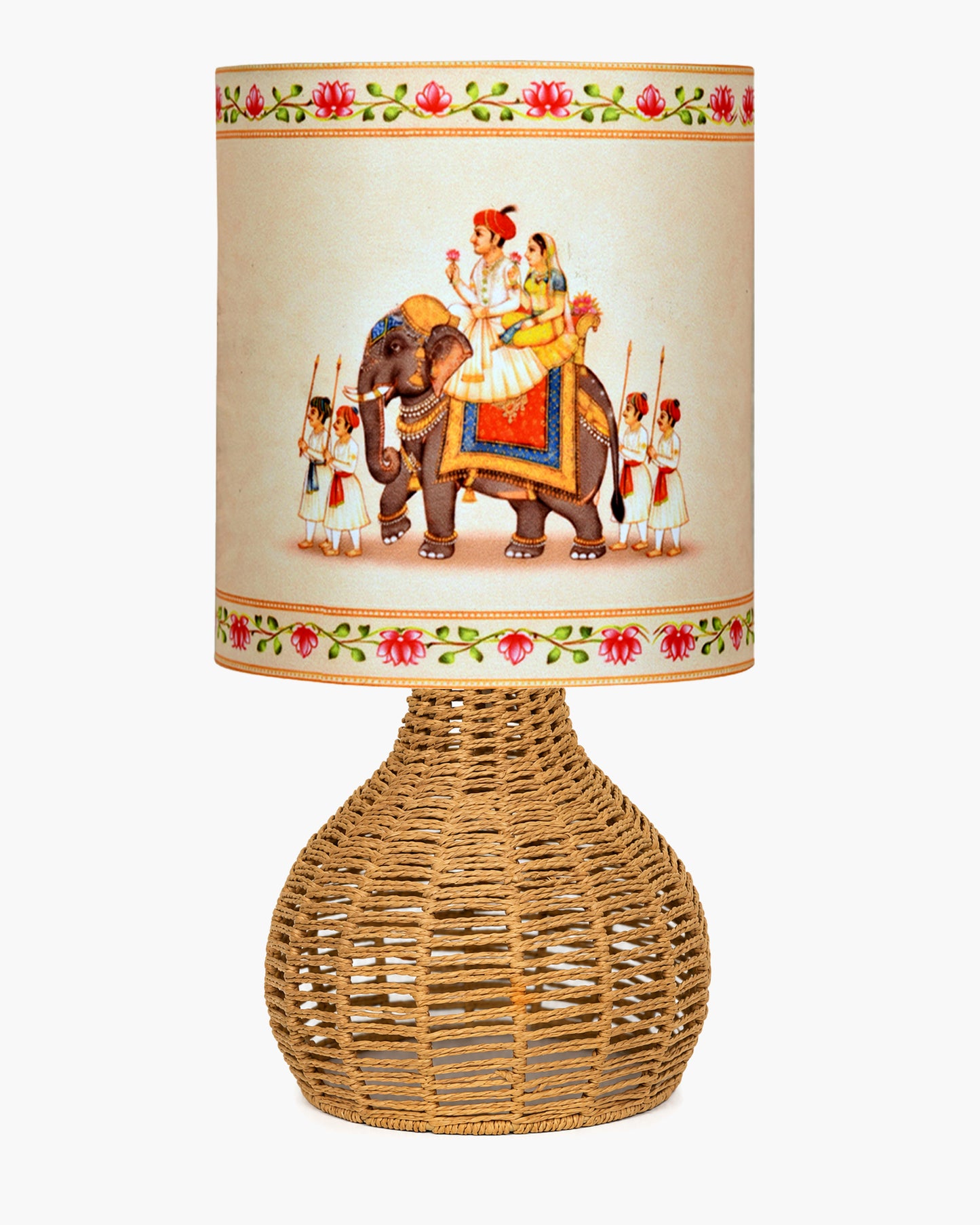 Homesake® Raffia Rattan Table Lamp, Small Nightstand Lamp with Linen Fabric Lampshade, Bedside Lamp for Bedroom, Living Room, Study & Livra Home Décor | Warm Ambient Lighting (Spinning, Jute)