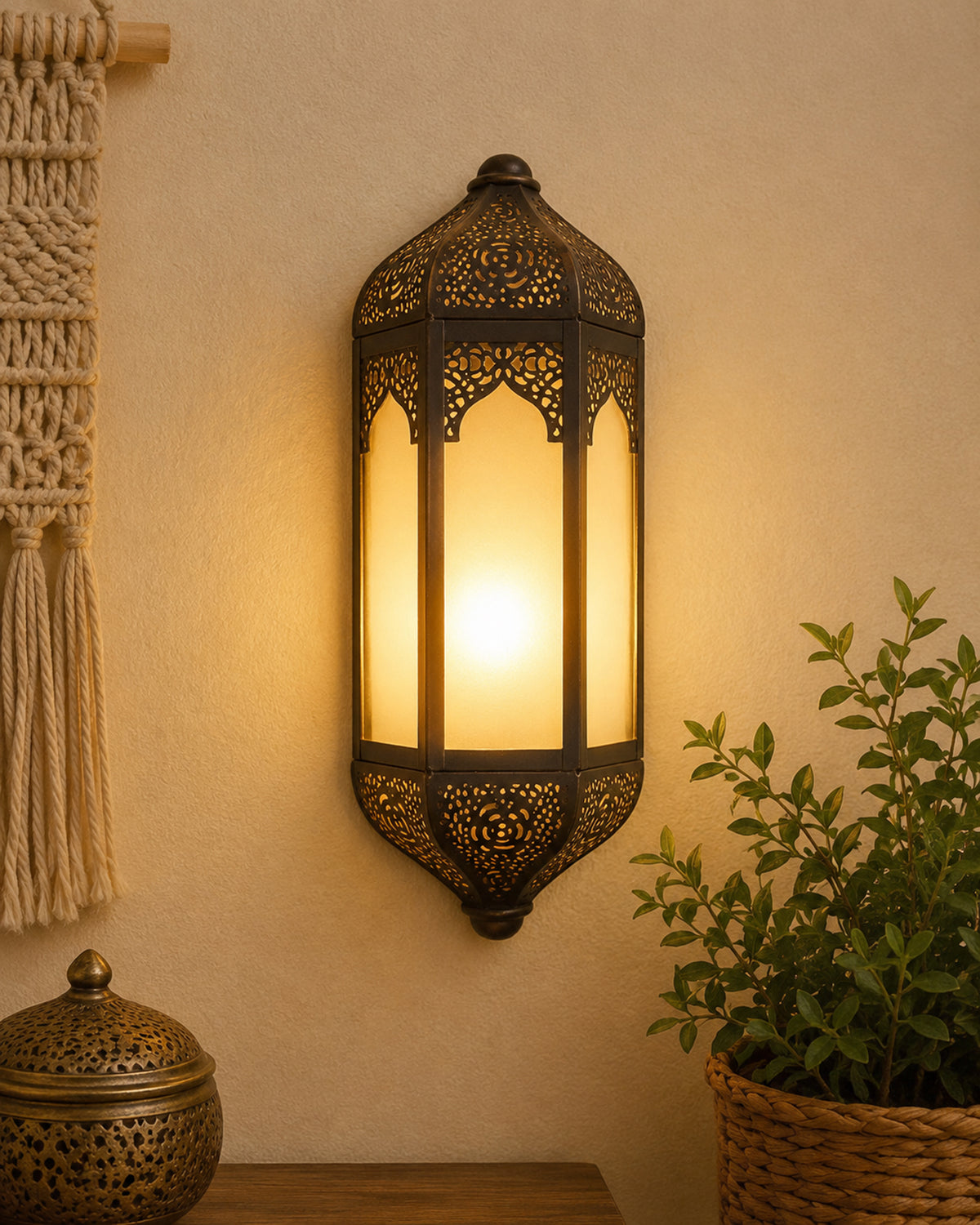 Vintage Moroccan Wall Sconce Lamp, Decorative Door Light, Antique 