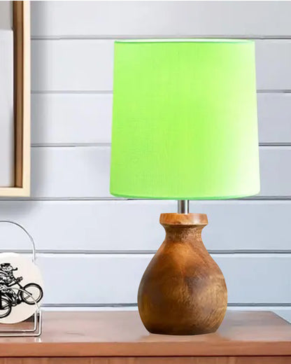 Mini Farmhouse Wooden Dowel Pot Table Lamp Dome Vintage Small Lamps Decorative for Small Spaces Bedside Lamps Suitable for Nightstand Children's Room or University Dormitory, Green