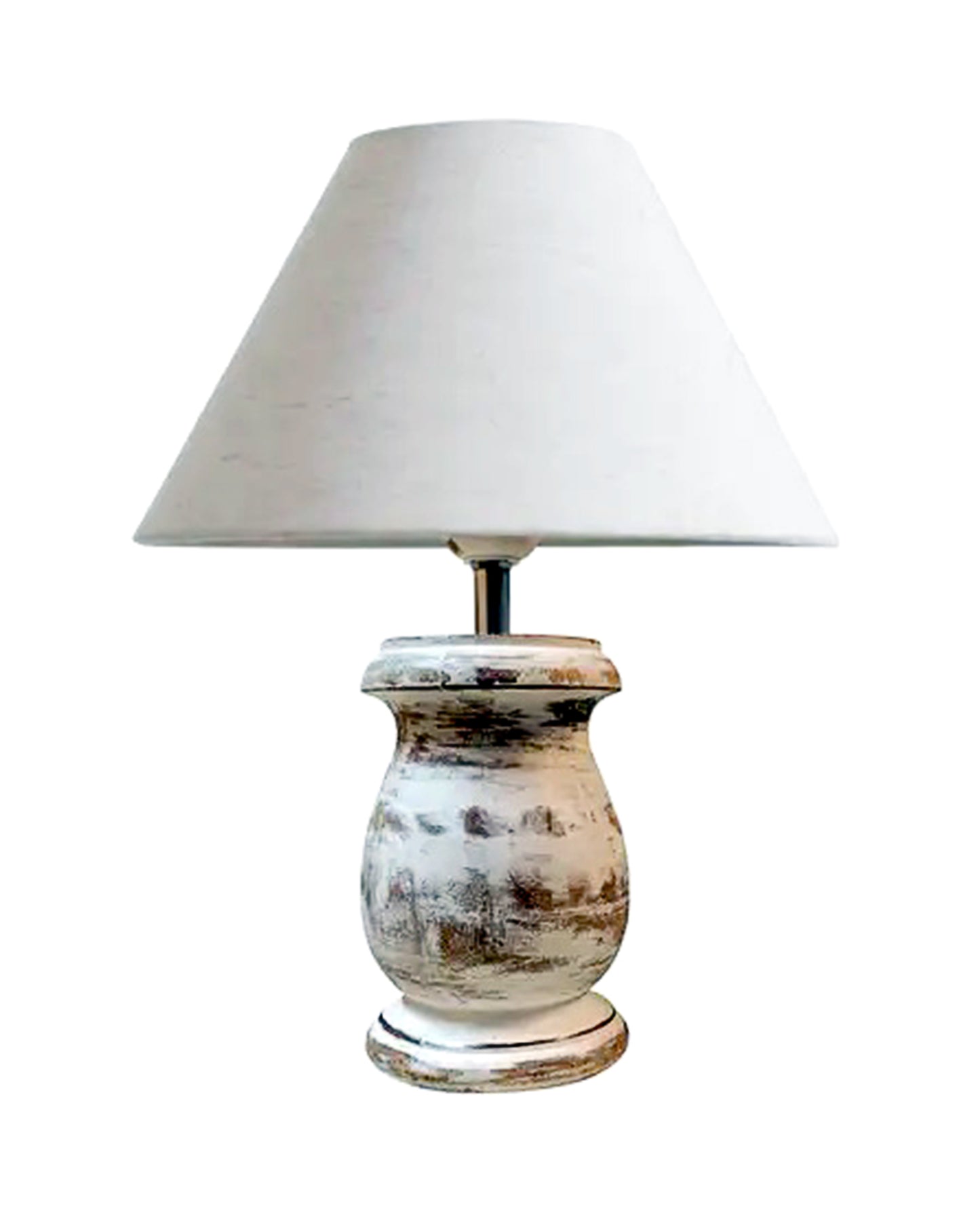 Rustic Wooden Coolie Pot Table Lamp Dome Vintage Small Lamps Whitewash Decorative for Small Spaces Bedside Lamps Suitable for Nightstand Children's Room or University Dormitory, Jute Shade